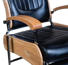 Load image into Gallery viewer, Icarus &quot;Wilson&quot; Modern Black Barber Chair With Heavy Duty Base, Wood Trims
