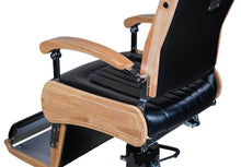 Load image into Gallery viewer, Icarus &quot;Wilson&quot; Modern Black Barber Chair With Heavy Duty Base, Wood Trims
