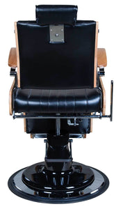 Icarus "Wilson" Modern Black Barber Chair With Heavy Duty Base, Wood Trims