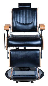 Icarus "Wilson" Modern Black Barber Chair With Heavy Duty Base, Wood Trims