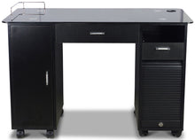 Load image into Gallery viewer, Icarus &quot;Superb&quot; Black Manicure Table With Glass Top
