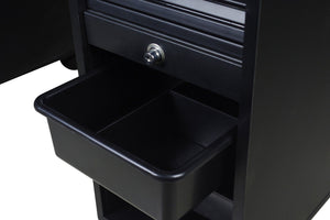 Icarus "Superb" Black Manicure Table With Glass Top