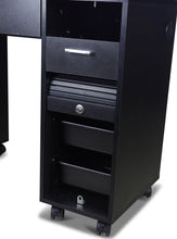 Load image into Gallery viewer, Icarus &quot;Superb&quot; Black Manicure Table With Glass Top
