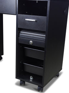 Icarus "Superb" Black Manicure Table With Glass Top