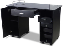 Load image into Gallery viewer, Icarus &quot;Superb&quot; Black Manicure Table With Glass Top
