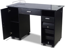 Load image into Gallery viewer, Icarus &quot;Superb&quot; Black Manicure Table With Glass Top
