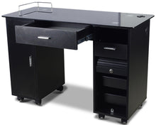 Load image into Gallery viewer, Icarus &quot;Superb&quot; Black Manicure Table With Glass Top

