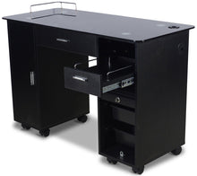 Load image into Gallery viewer, Icarus &quot;Superb&quot; Black Manicure Table With Glass Top
