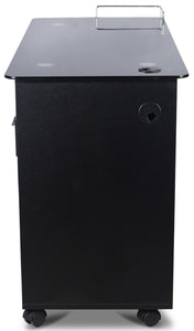 Icarus "Superb" Black Manicure Table With Glass Top