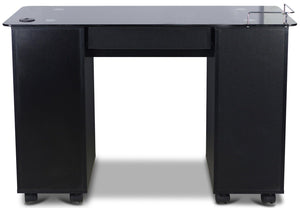 Icarus "Superb" Black Manicure Table With Glass Top