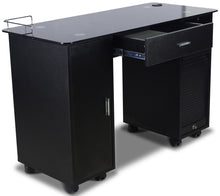 Load image into Gallery viewer, Icarus &quot;Superb&quot; Black Manicure Table With Glass Top
